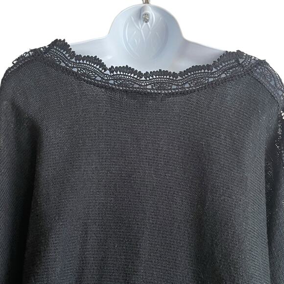 Cato Women Tunic Sweater 22/24 Black Crochet Lace Cut Out Sleeve Whimsigoth Boho - Picture 6 of 15